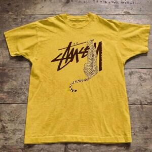 Gildan Men Yellow T-Shirt, Stussy Yellow Cheetah Tee Re Shirt
